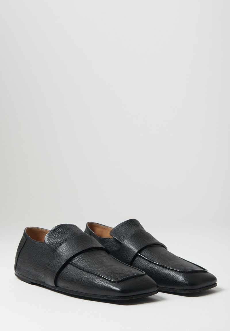 Marsell Leather Spatolona Square Toe Loafer in Black
