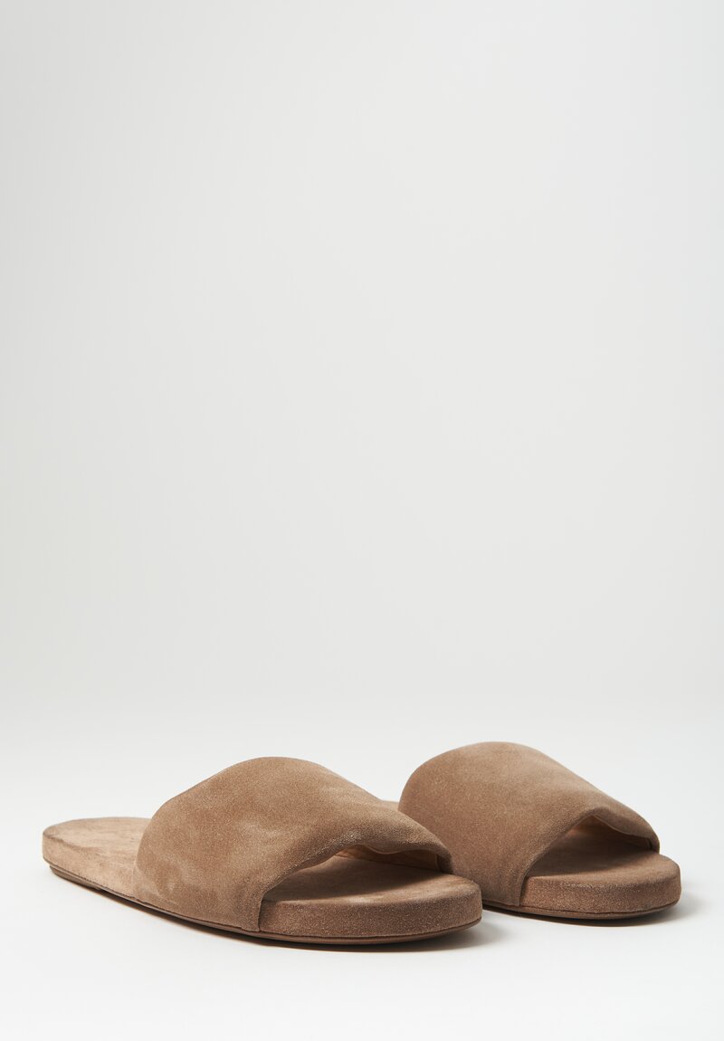 Marsell Suede Spanciata Scalzato Slide Sandals in Hazelnut Brown	
