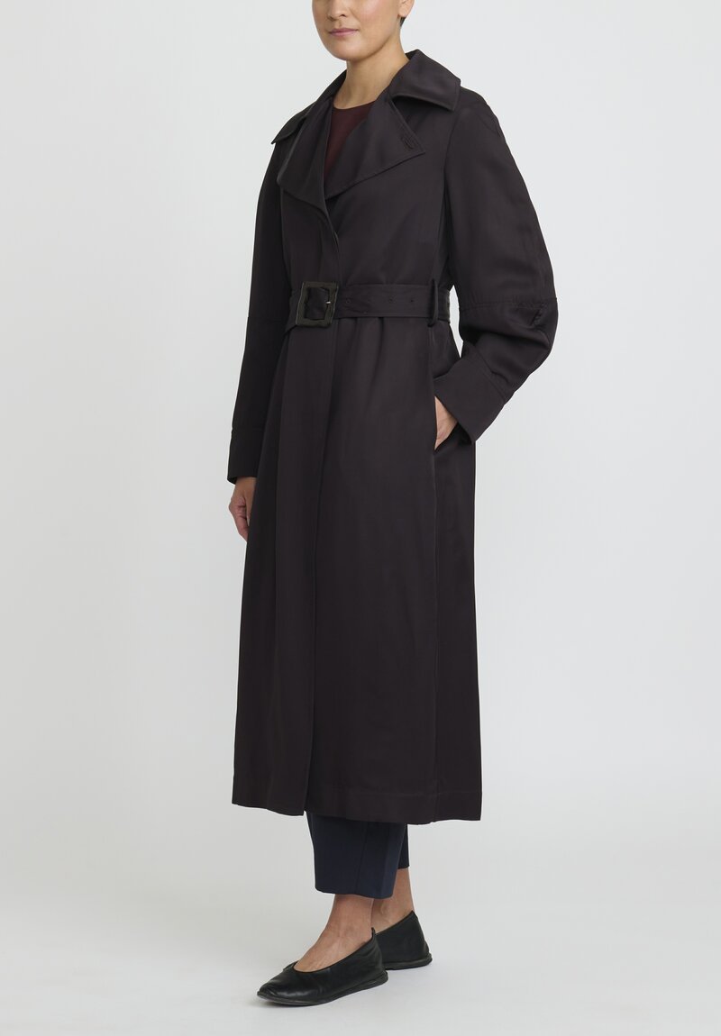 Jil Sander Long Belted Trench Coat in Black