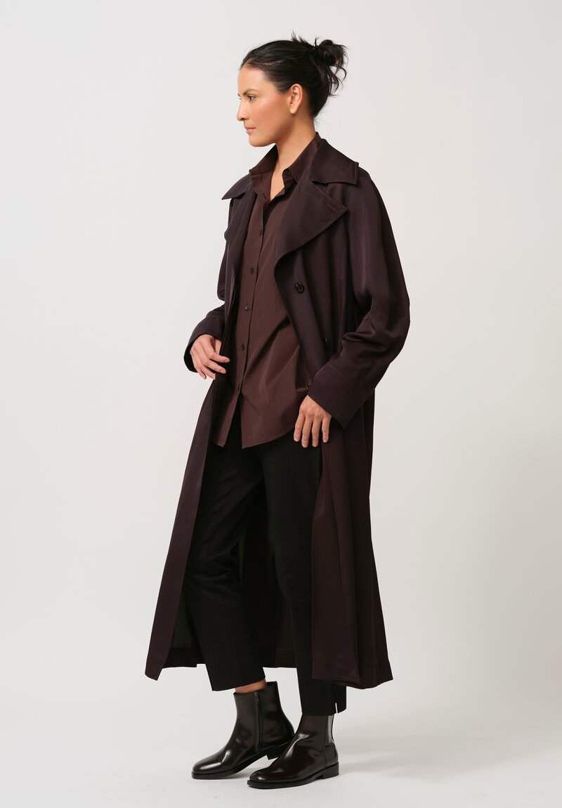 Jil Sander Long Belted Trench Coat in Ganache Brown	