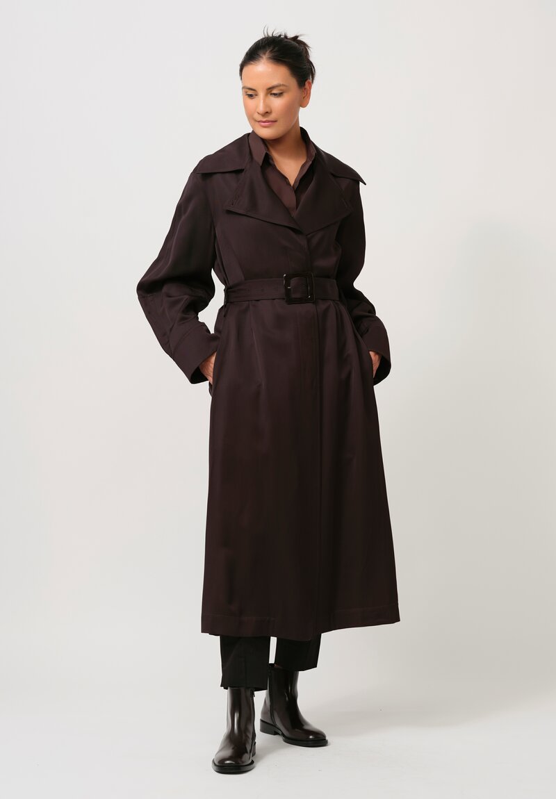 Jil Sander Long Belted Trench Coat in Ganache Brown	