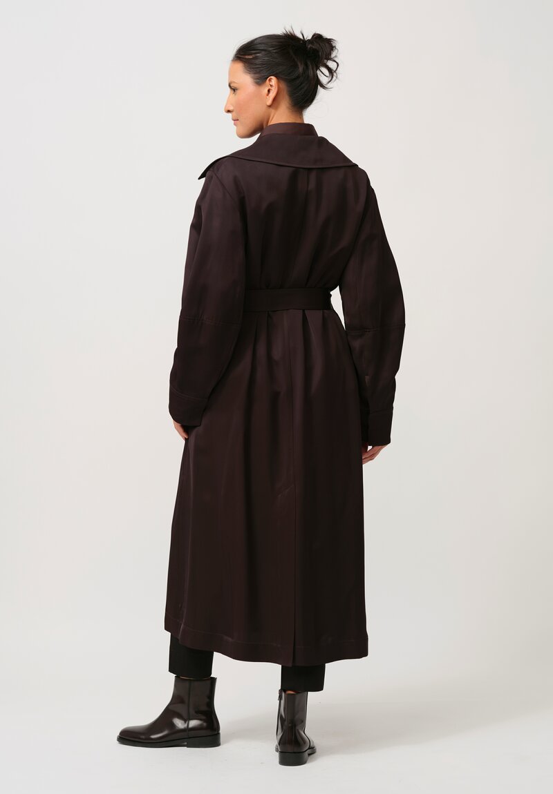 Jil Sander Long Belted Trench Coat in Ganache Brown	