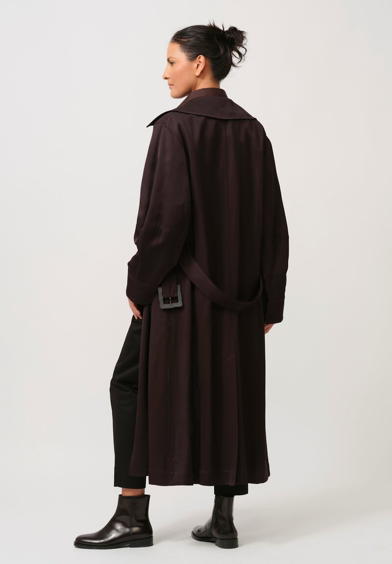 Jil Sander Long Belted Trench Coat in Ganache Brown	