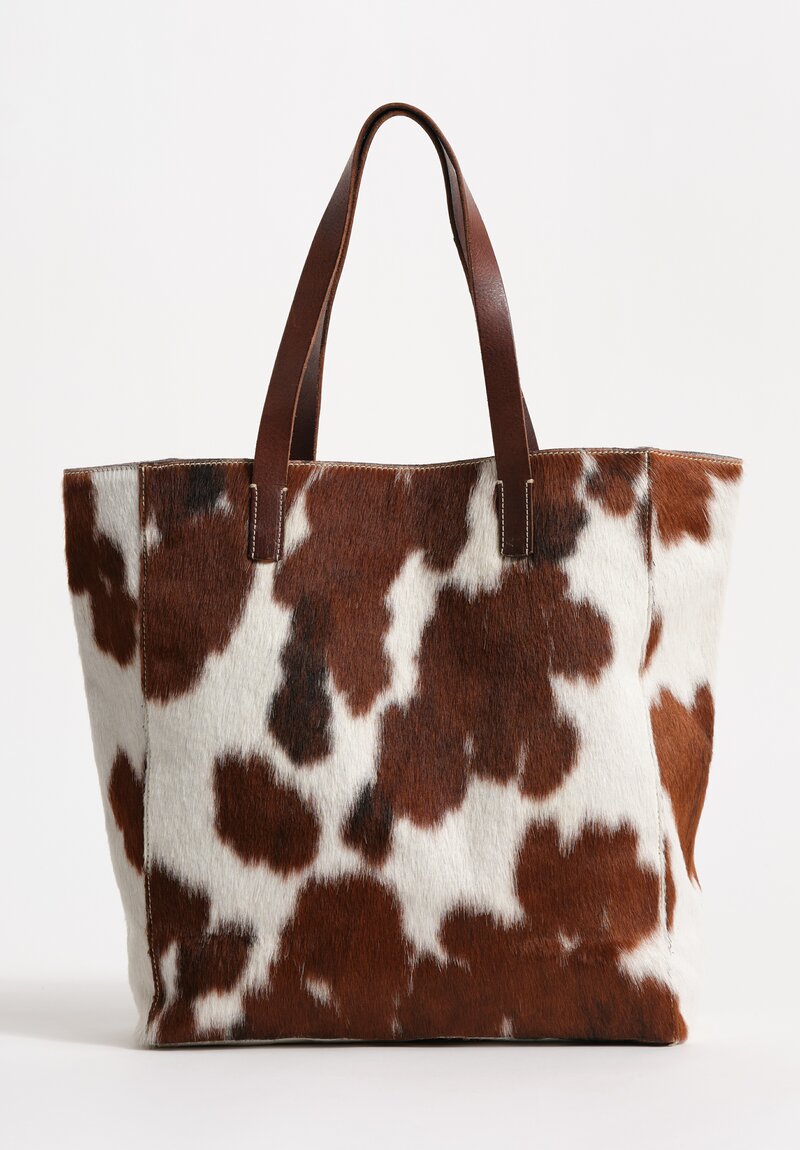 Massimo Palomba Hair on Hide Ella Cavallino Pony Tote in White, Brown, Black III