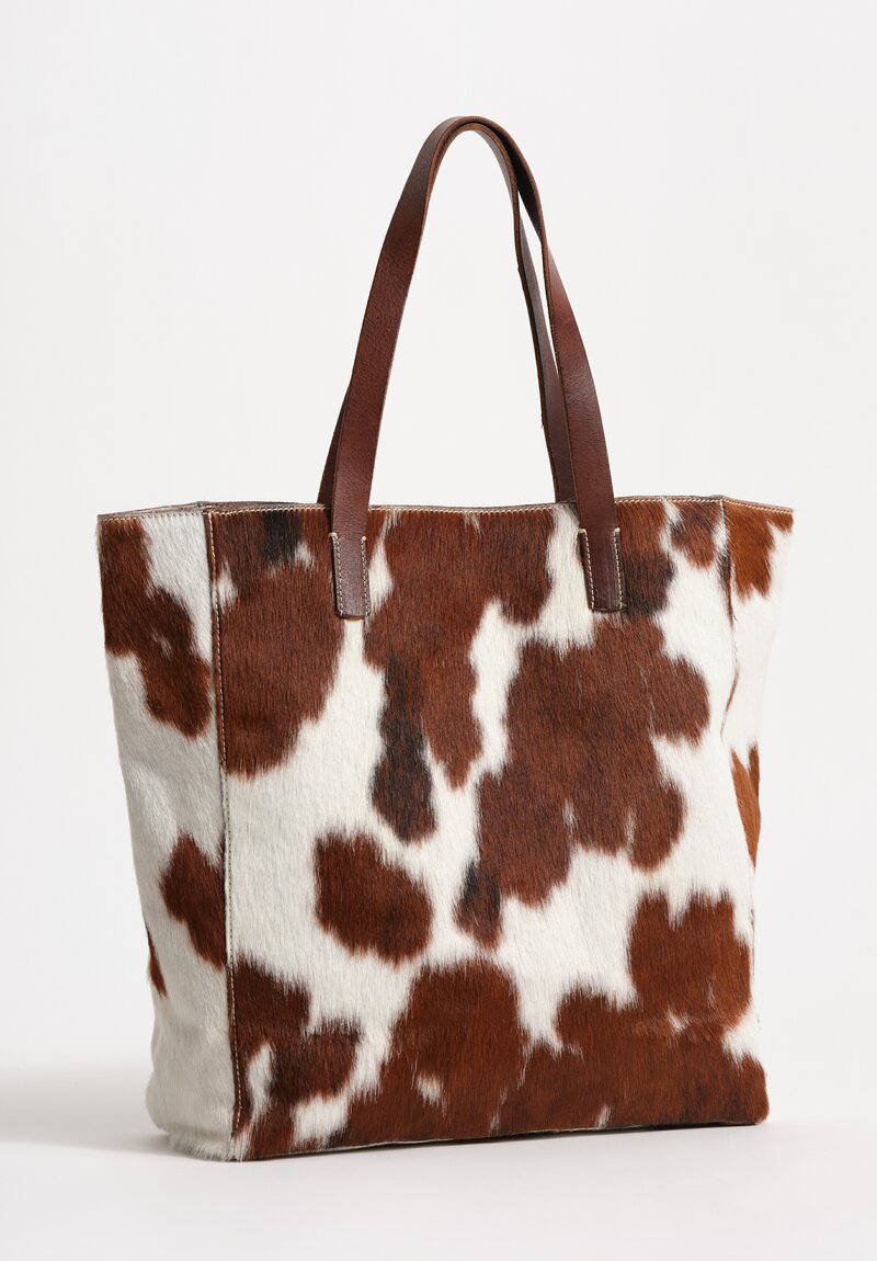 Massimo Palomba Hair on Hide Ella Cavallino Pony Tote in White, Brown, Black III