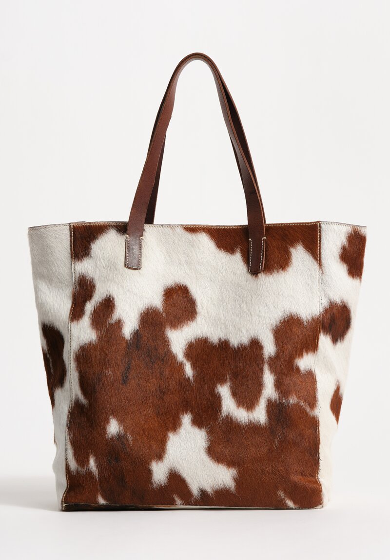 Massimo Palomba Hair on Hide Ella Cavallino Pony Tote in White, Brown, Black III