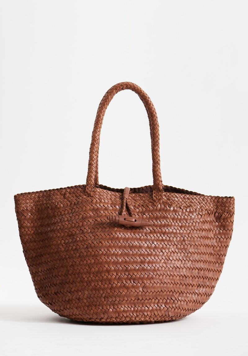 Massimo Palomba Handwoven Leather Ines Spiga Tote in Saddle Brown	