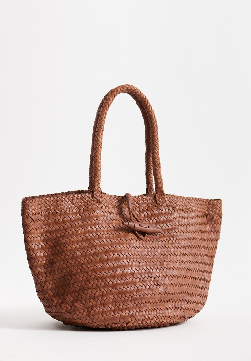 Massimo Palomba Handwoven Leather Ines Spiga Tote in Saddle Brown	