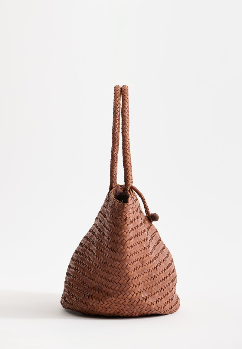 Massimo Palomba Handwoven Leather Ines Spiga Tote in Saddle Brown	