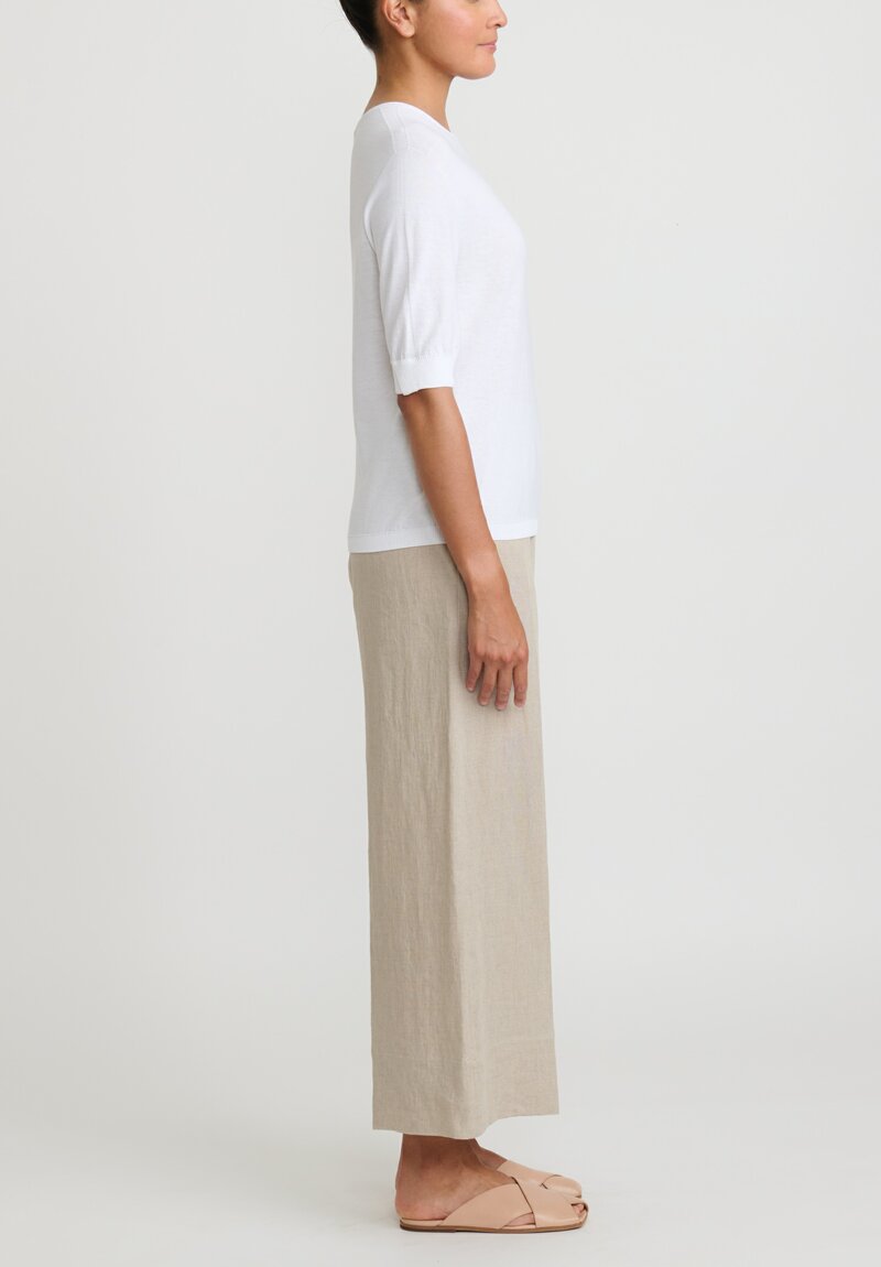 Antonelli Cotton Short Sleeve Platone Sweater in White