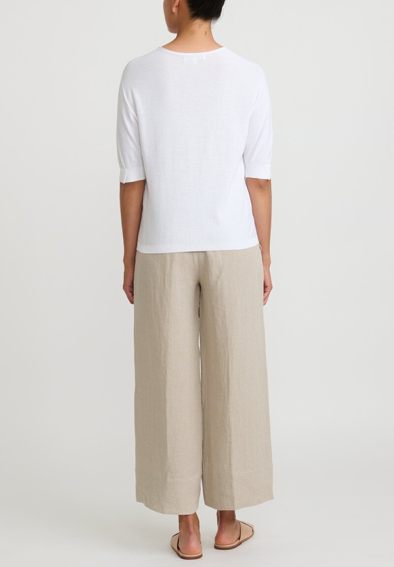 Antonelli Cotton Short Sleeve Platone Sweater in White