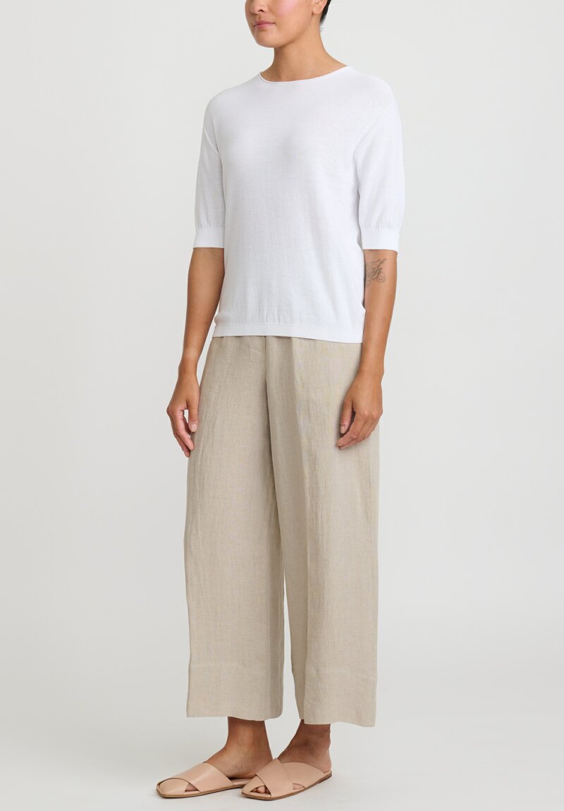 Antonelli Cotton Short Sleeve Platone Sweater in White