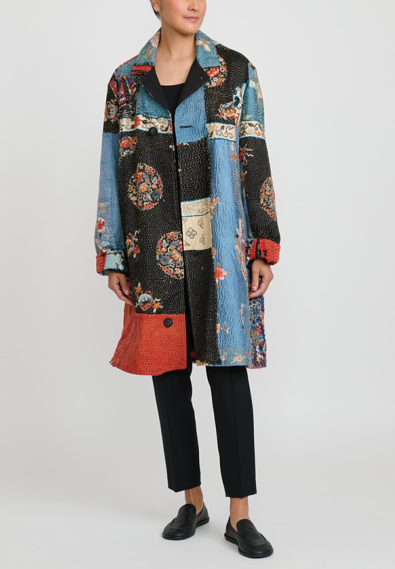 By Walid Antique Embroidered Chinese Silk Rufus Coat	