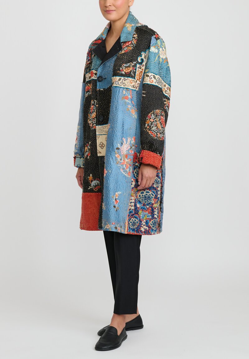 By Walid Antique Embroidered Chinese Silk Rufus Coat	