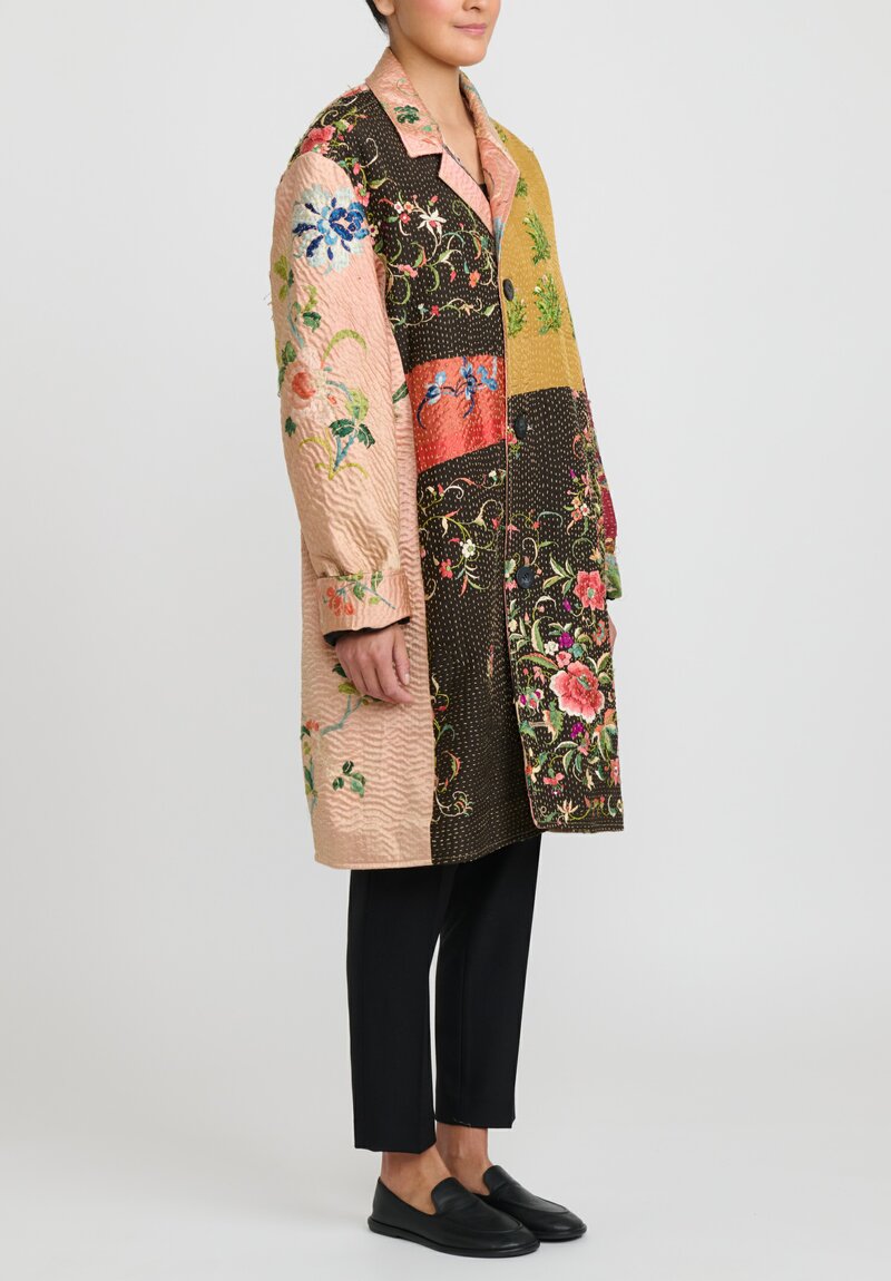 By Walid Antique Embroidered Chinese Silk Rufus Coat
