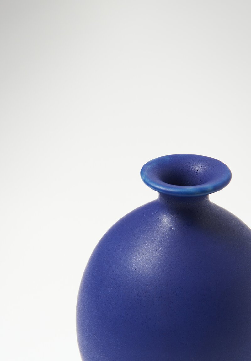 Christiane Perrochon Handmade Stoneware Large Sake Bottle in Matte Blue
