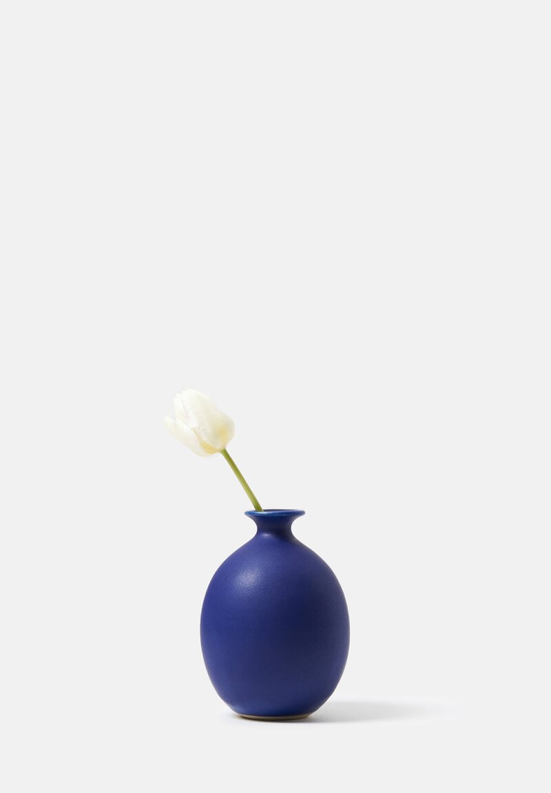 Christiane Perrochon Handmade Stoneware Large Sake Bottle in Matte Blue
