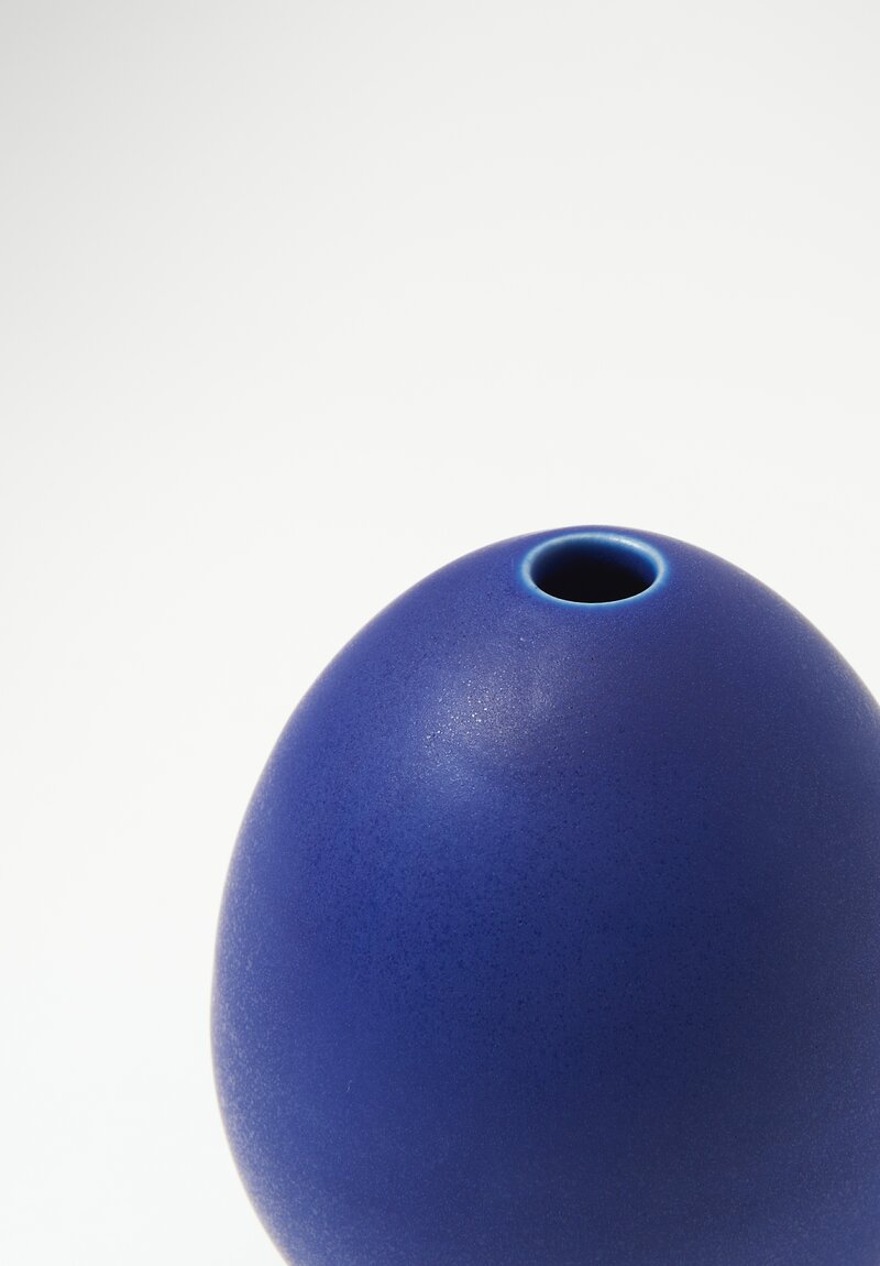 Christiane Perrochon Handmade Small Egg Vase in Matte Blue 