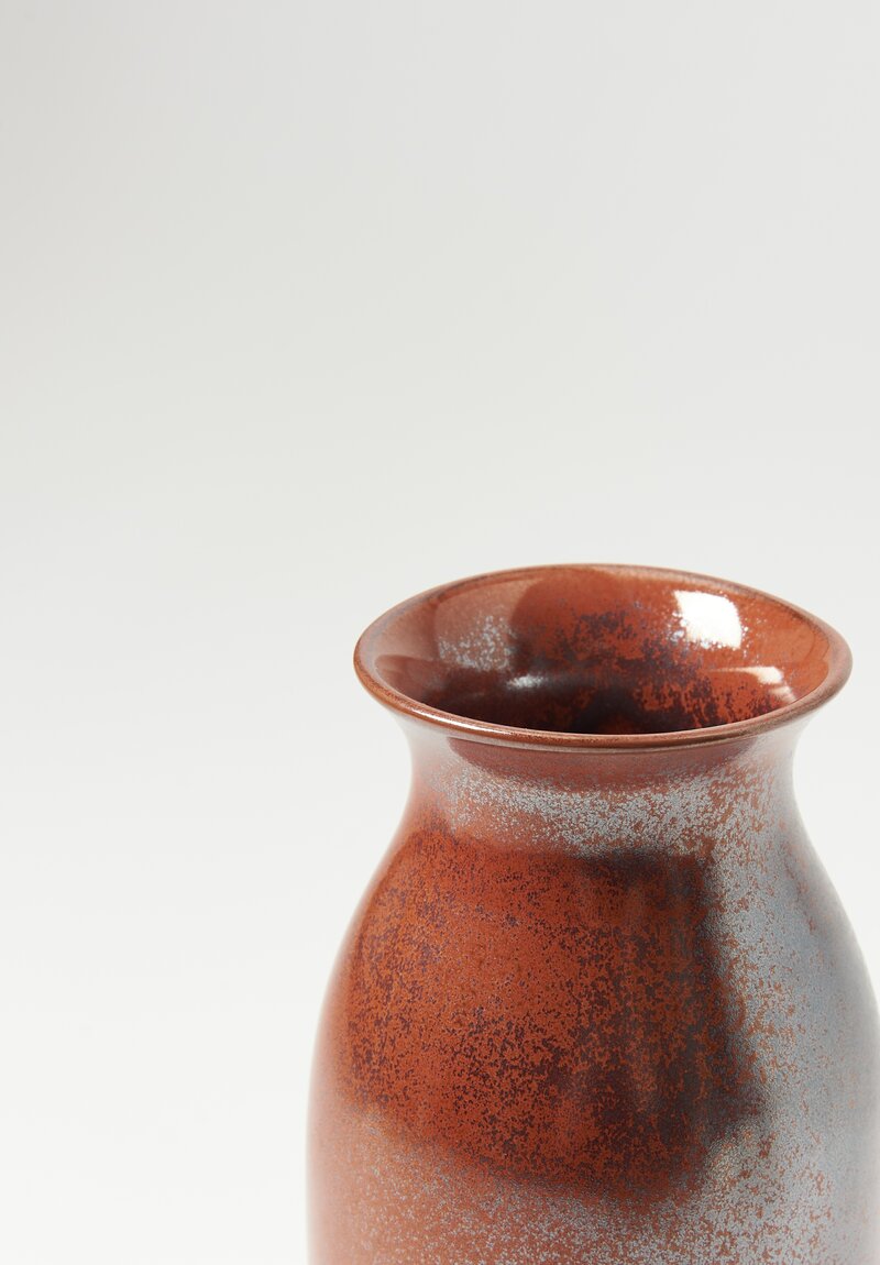 Christiane Perrochon Handmade Matte Stoneware Medium Flower Vase in Iron Red