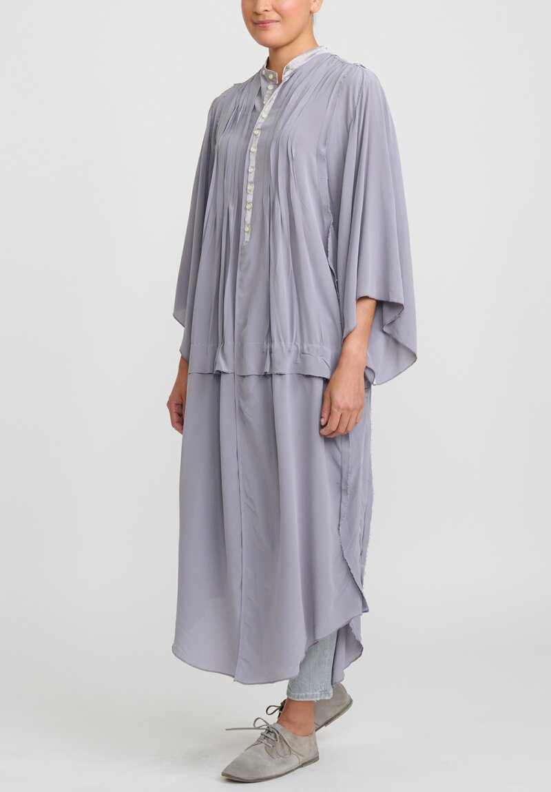 Umit Unal Silk Oversized Shortsleeve Over Dress in Grey