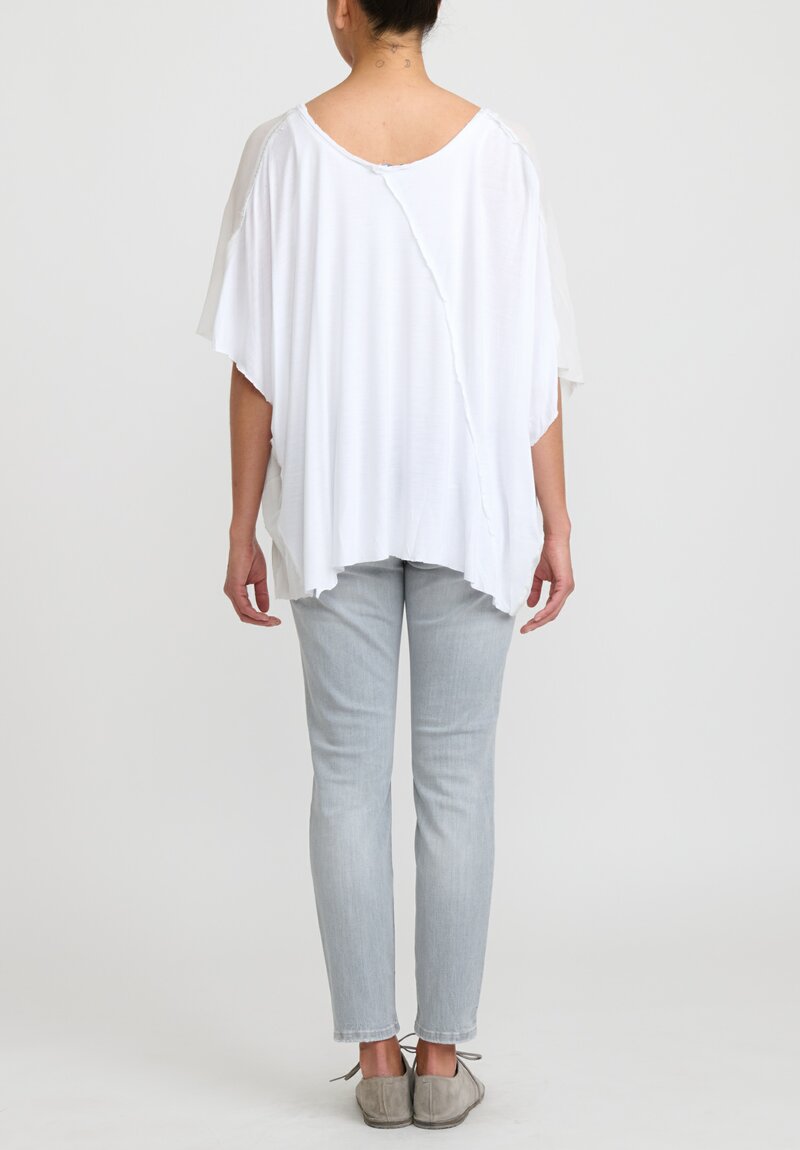 Umit Unal Silk Loose Cap Sleeve Top	in White