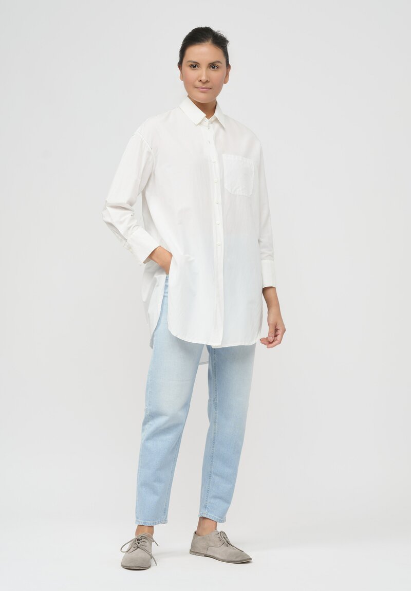 Umit Unal Cotton Long Asymmetric Side-Slit Shirt in Off White