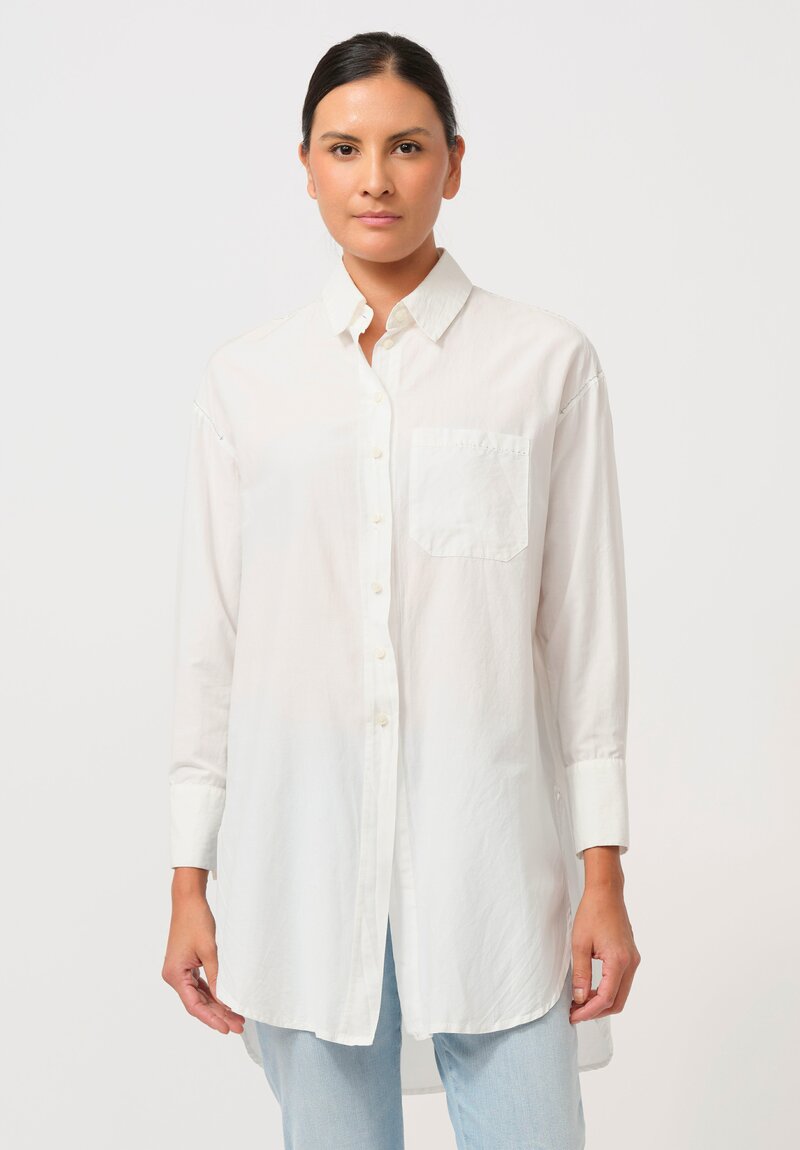 Umit Unal Cotton Long Asymmetric Side-Slit Shirt in Off White	