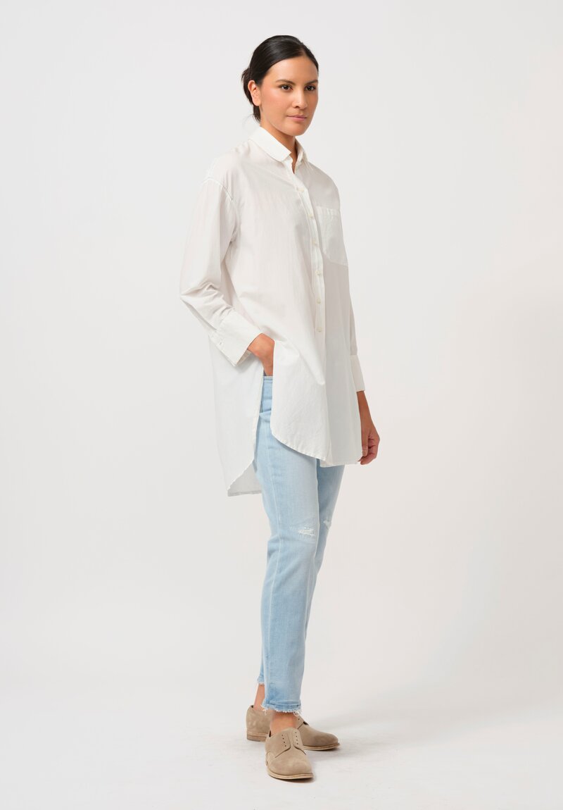 Umit Unal Cotton Long Asymmetric Side-Slit Shirt in Off White	