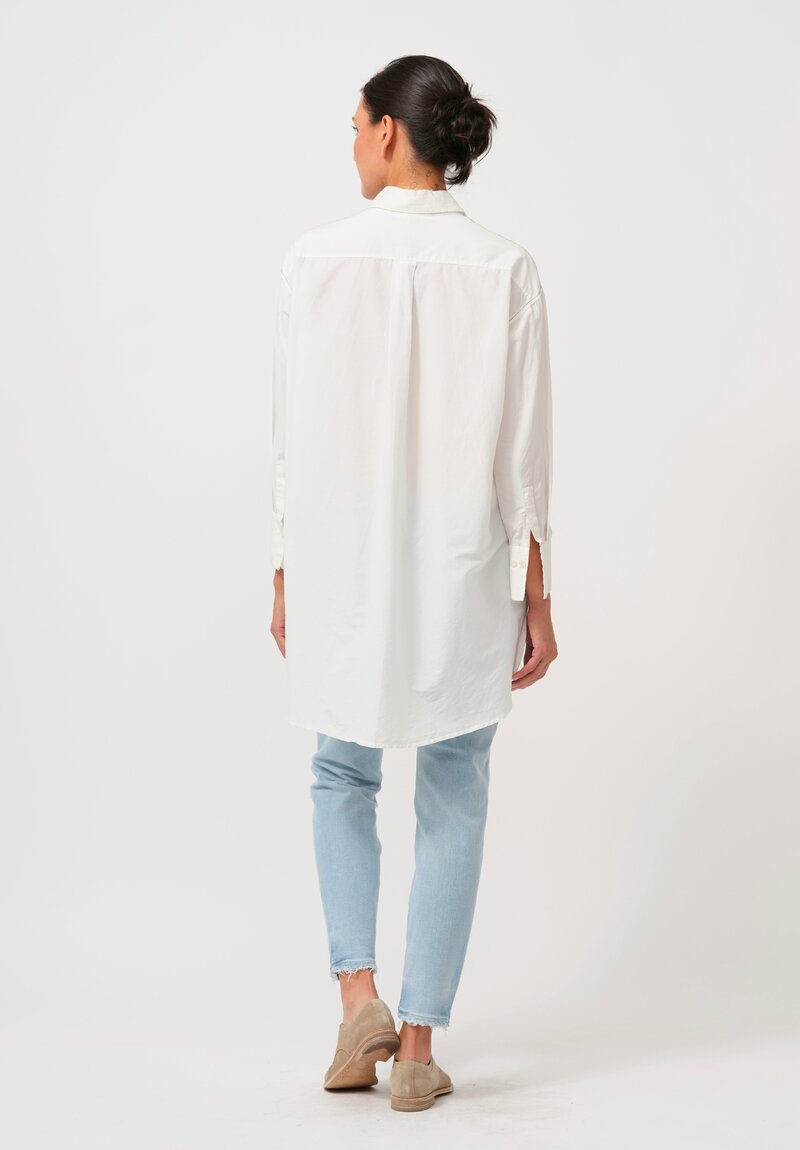 Umit Unal Cotton Long Asymmetric Side-Slit Shirt in Off White	