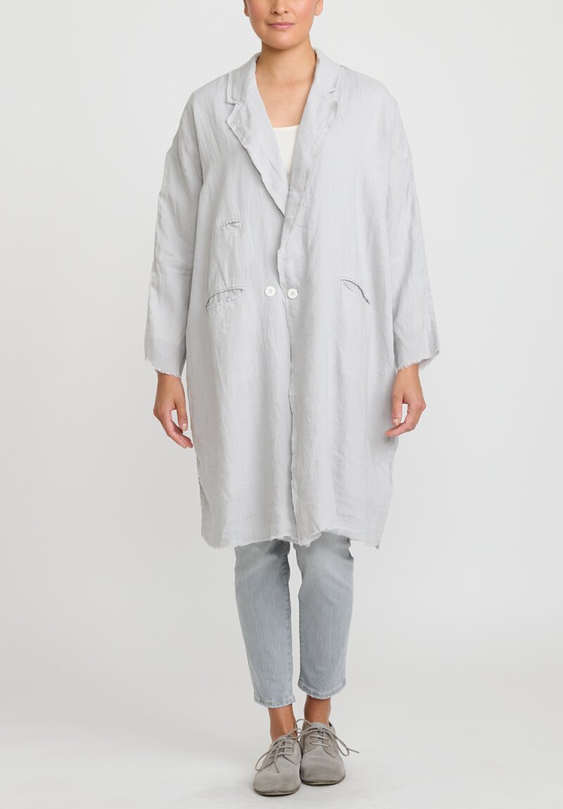 Umit Unal Linen Long Oversized Jacket in Grey