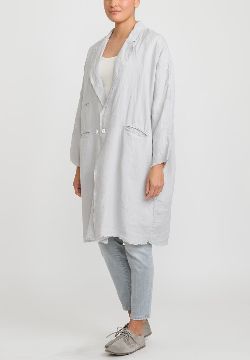 Umit Unal Linen Long Oversized Jacket in Grey