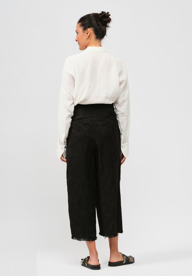 Masnada Linen Jacquard Wrap Front LDS Pants in Black	