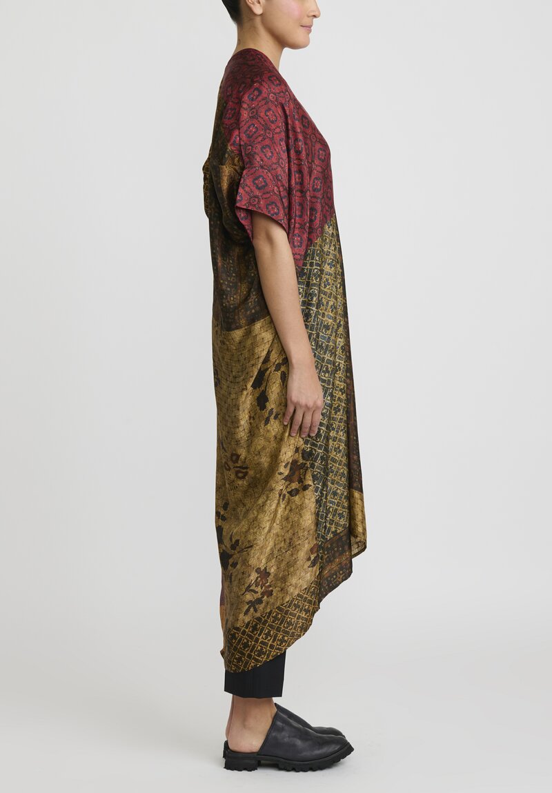 Masnada Pleated Sleeve Tunic in Tezpur Gold & Red	