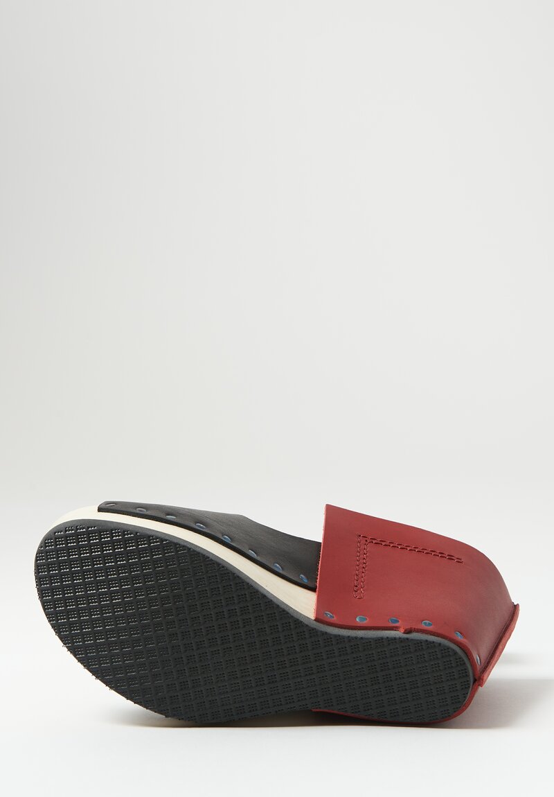Trippen Stand Wooden Wedge in Red, Black, Wood