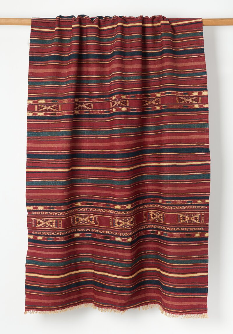 Vintage Handwoven Wool and Cotton Algerian Shawl	