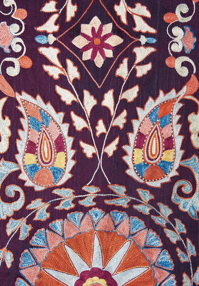 Hand Stitched Suzani on Handloomed Ikat Textile	