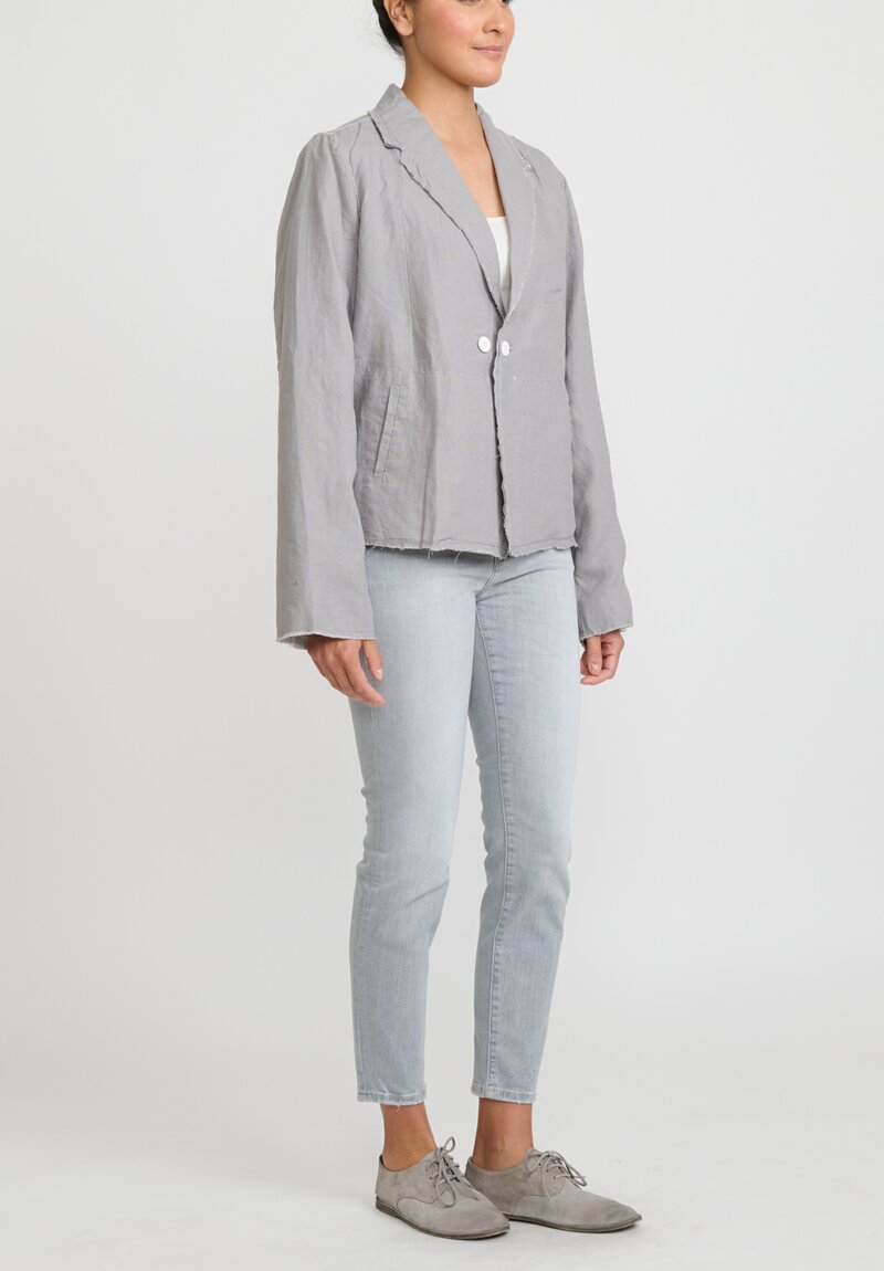 Umit Unal Linen Oversized Notched Lapel Jacket in Grey