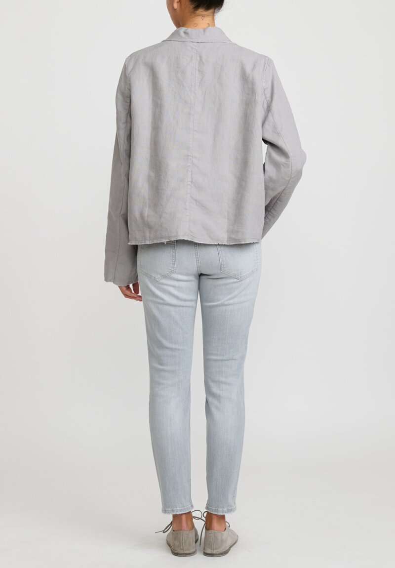 Umit Unal Linen Oversized Notched Lapel Jacket in Grey