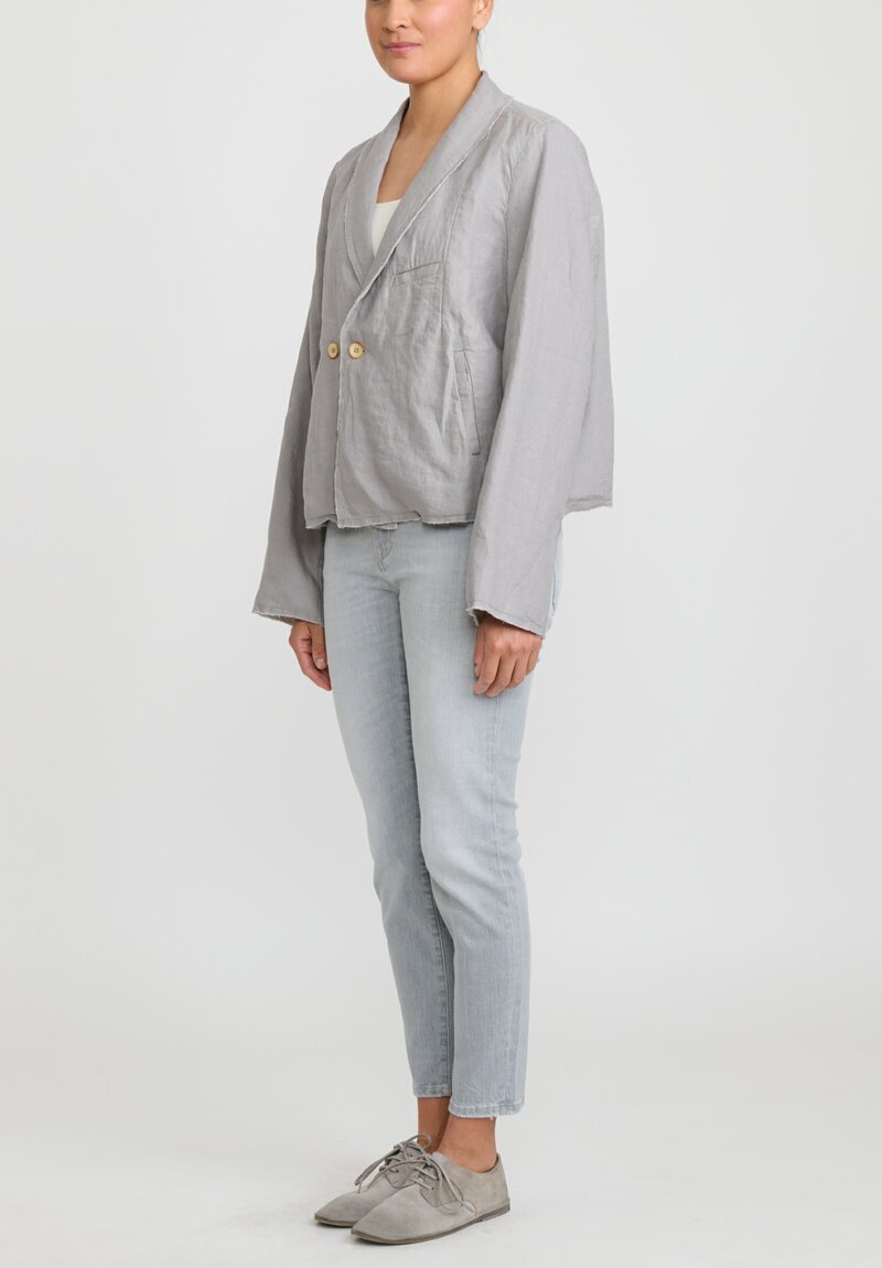 Umit Unal Linen Oversized Shawl Collar Jacket in Grey	
