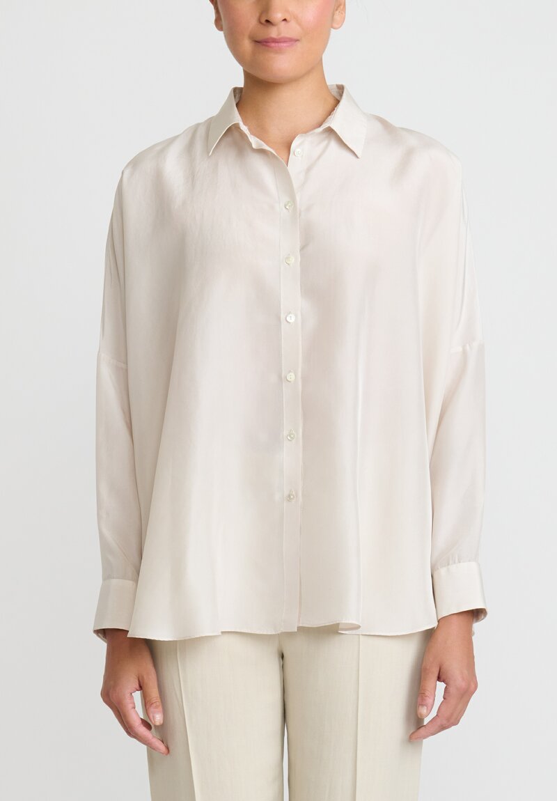 Antonelli Silk Cocco Shirt in Ivory White	