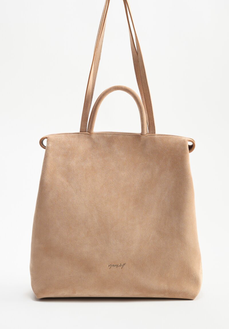 Marsell Large Suede Lunga Tote Bag in Hazelnut	