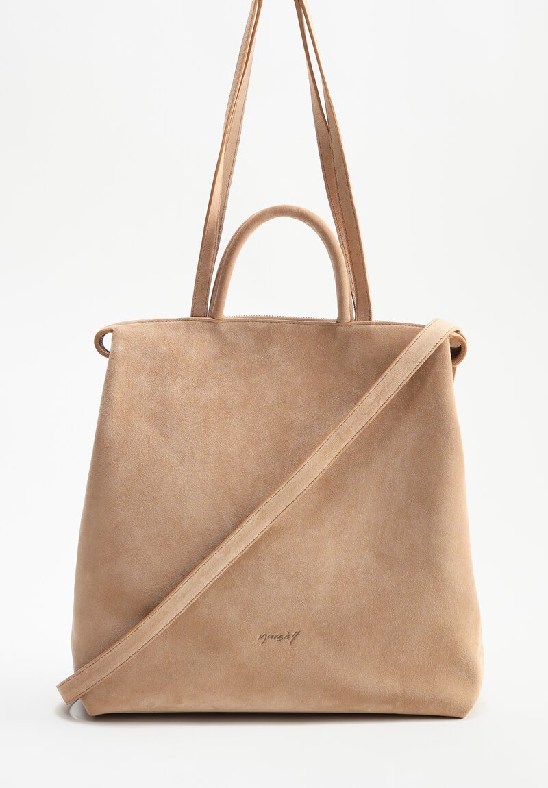 Marsell Large Suede Lunga Tote Bag in Hazelnut	