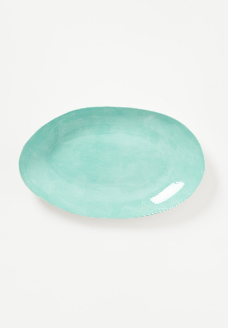 Bertozzi Handmade Porcelain Medium Oval Barchetta Plate Spring Green	