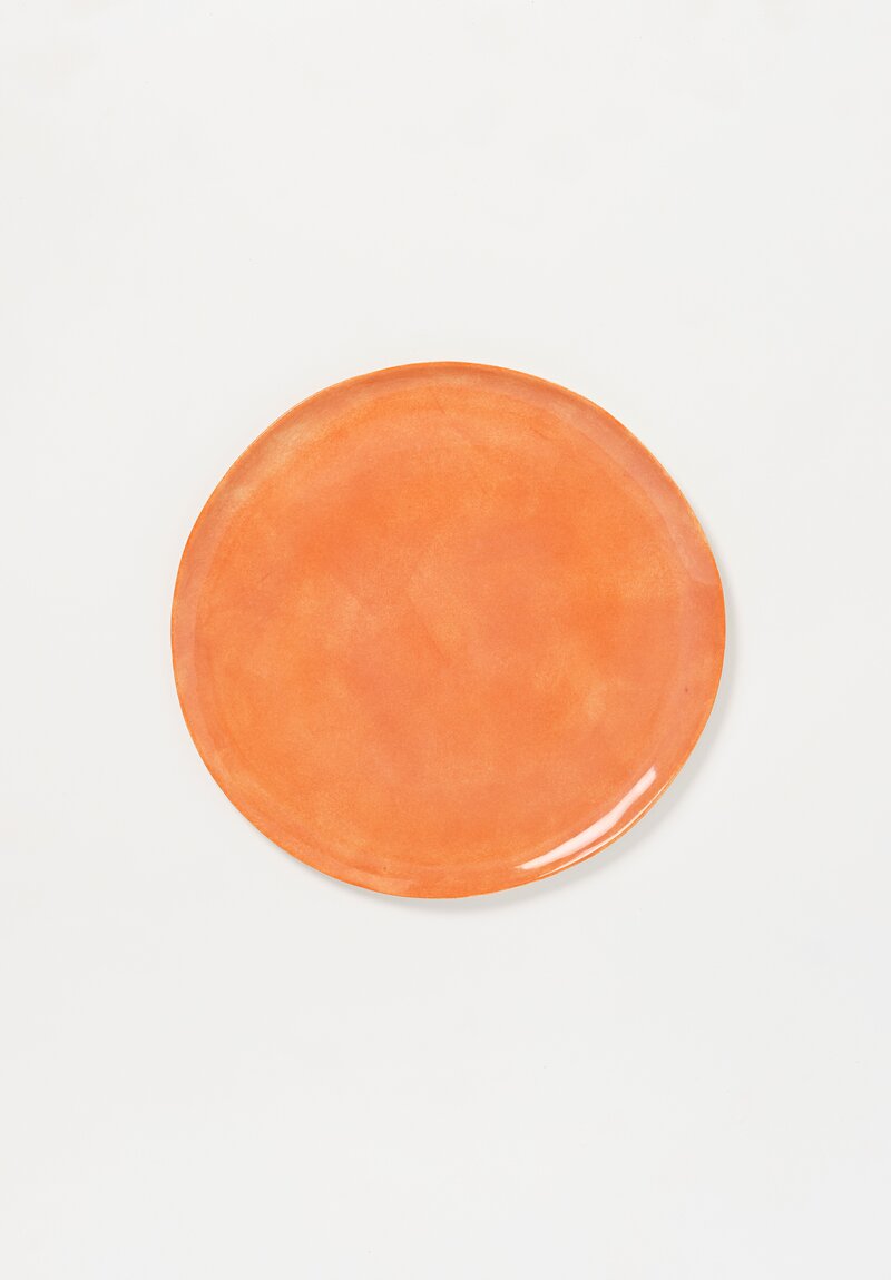 Stamperia Bertozzi Handmade Porcelain Solid Painted Large Dinner Plate Arancio Orange	