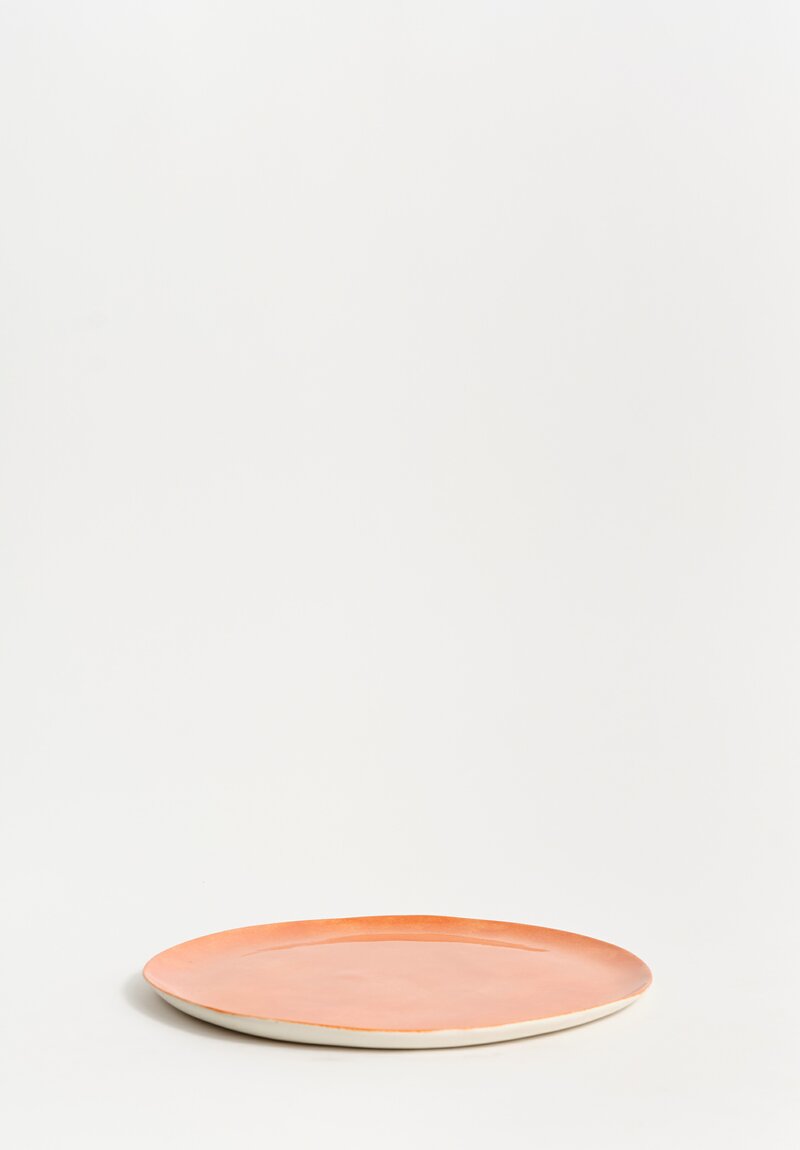 Stamperia Bertozzi Handmade Porcelain Solid Painted Large Dinner Plate Arancio Orange	