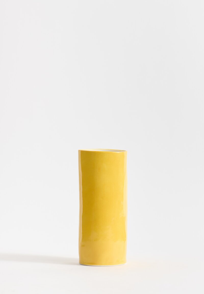 Bertozzi Handmade Porcelain Small Vase in Giallo Yellow	