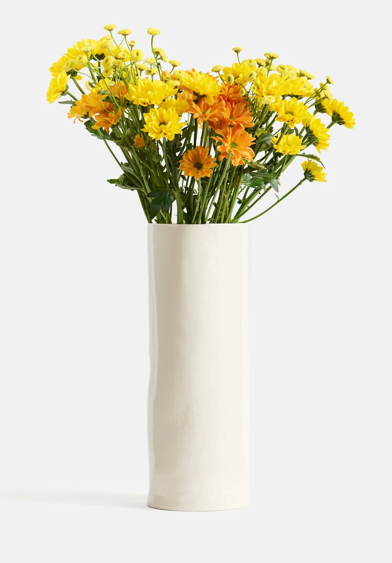 Stamperia Bertozzi Handmade Porcelain Large Vase in Bianca White	