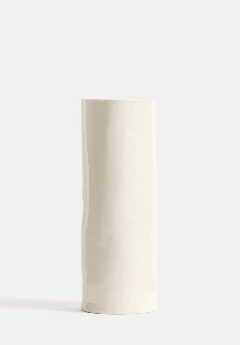 Stamperia Bertozzi Handmade Porcelain Large Vase in Bianca White	