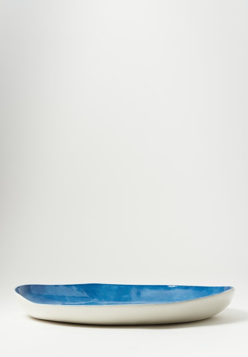 Bertozzi Handmade Porcelain Large Oval Serving Bowl Indaco Blue	