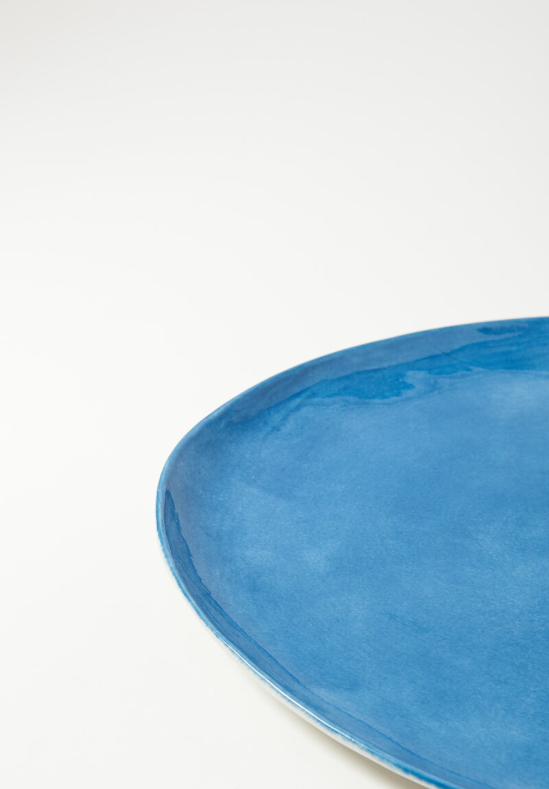 Stamperia Bertozzi Handmade Porcelain Large Oval Plate Indaco Blue	